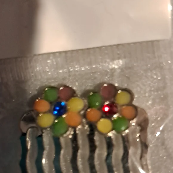 Colorful Flower Pairs On Wire Hair Combs Set Of 9 Colorful Hair Comb, Summer Hair Pins, Dried flowers  main image 3